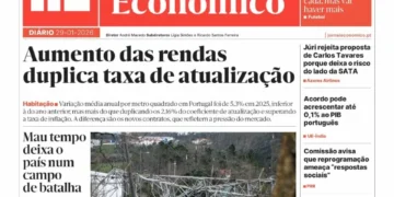A primeira página do Jornal Económico de 29 de janeiro