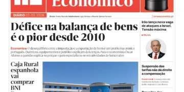 A primeira página do Jornal Económico de 2 de março